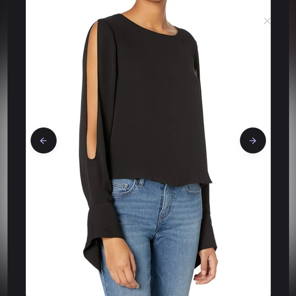 Ramy Brook Addy M Black Slit Sleeve Blouse Rent The Runway